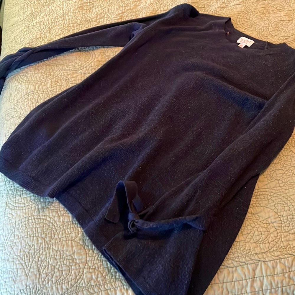 Thigh length maternity sweater dark blue with subtle sparkle flecks